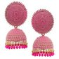 Mominos Fashion Joharkamal Gold-Polished Meenakari Jhumkas For Women & Girls (Magenta) - Mominos Fashion