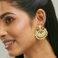 Nuyug 22K Gold-Plated Kundan Stone Studded & Pearl Beaded Moon Chandbalis | Swadesiicart