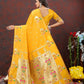 Lorenvalley Fashion Gold Soft Paithani Silk Woven Design Gold Zari Meenakari Weaving Saree - Swadesiicart