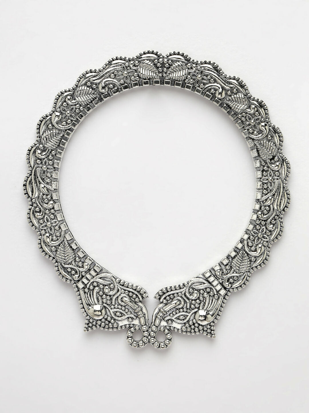 NVR Women's Set of 2 Silver-Toned German Silve Oxidised Elephant Design Handcrafted Bangles - Swadesiicart