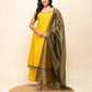 FIORRA Women's Yellow Silk Blend Straight Kurta Palazzo Set With Dupatta - Swadesiicart