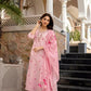 The52 Pink Women's Beautiful Chanderi Fabric Printed Work Straight Kurta Pant and Dupatta Set - Swadesiicart