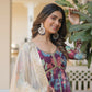 Jyoti Fashion Women's Wine Russian Silk Sequins Zari Embroideredy Anarkali Dress with Dupatta | Swadesiicart