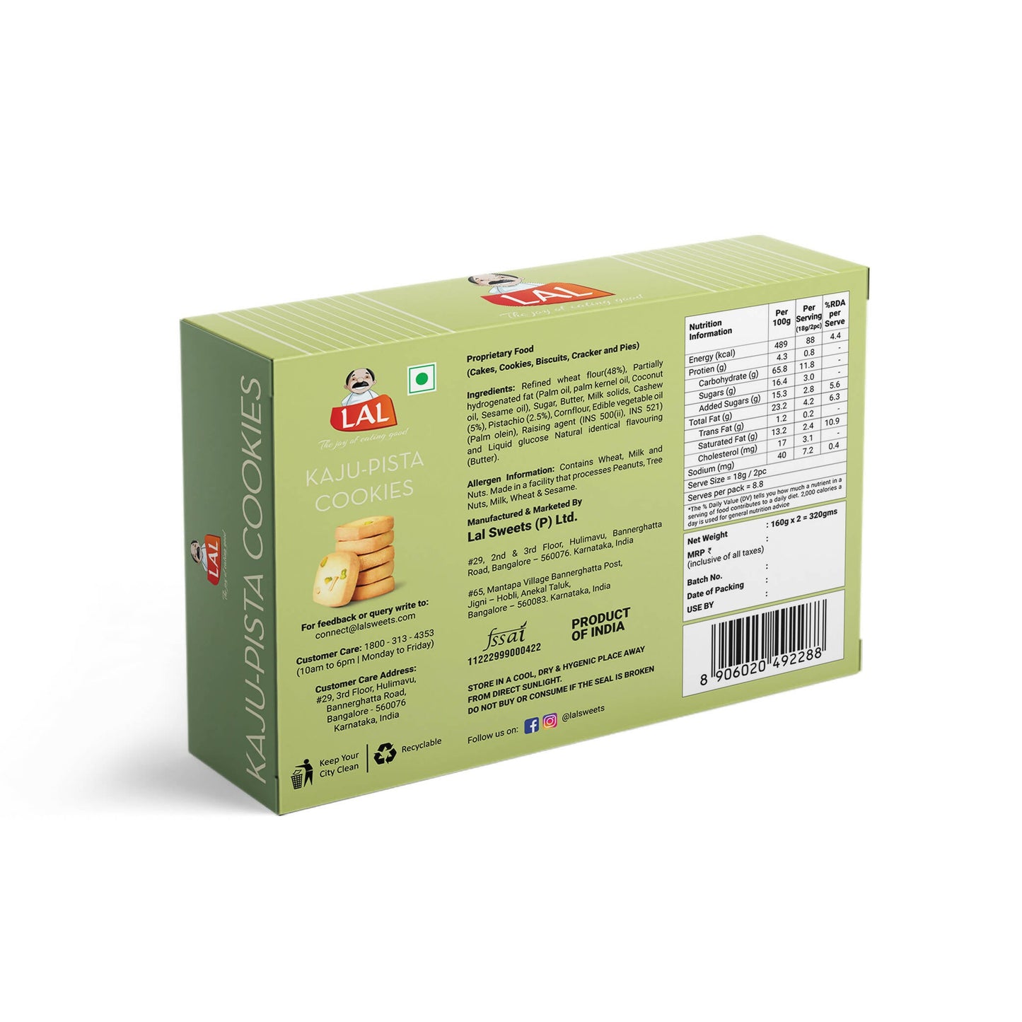 Lal Sweets Kaju Pista Cookies | Swadesiicart