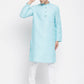 Even Apparels Blue Rayon Men's Kurta With Band Collar | Swadesiicart