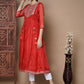 Indian Clothing Myshka Women's Red Anarkali Kurta - Swadesiicart