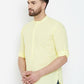 Even Apparels Yellow Color Band Collar Pure Cotton Men's Kurta | Swadesiicart