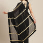 Ahalyaa Women's Black Georgette Gold Print Ready to Wear Saree | Swadesiicart