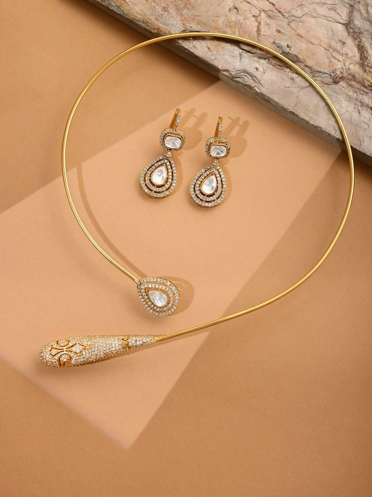 Kundan Antique Finish Earrings and Necklace set - Ruby Raang | Swadesiicart