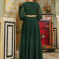 Janasya Dark Green Georgette Embroidered Top & Skirt | Swadesiicart