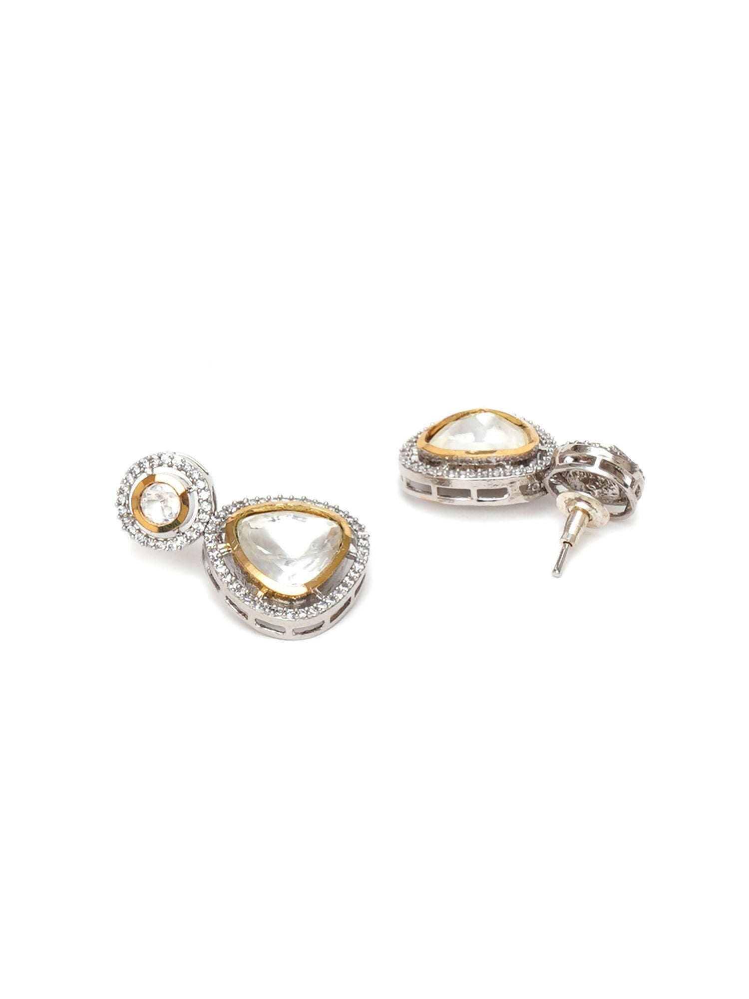 Kundan Earrings (silver) - Ruby Raang - Swadesiicart