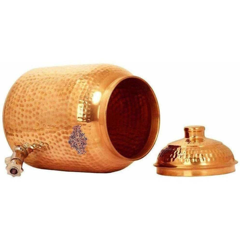 Indian Art Villa Hammered Copper Water Dispenser Container Pot Matka - Swadesiicart