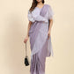Light Purple Lycra Solid Ready to Wear Saree with stitched Blouse - Nita | Swadesiicart