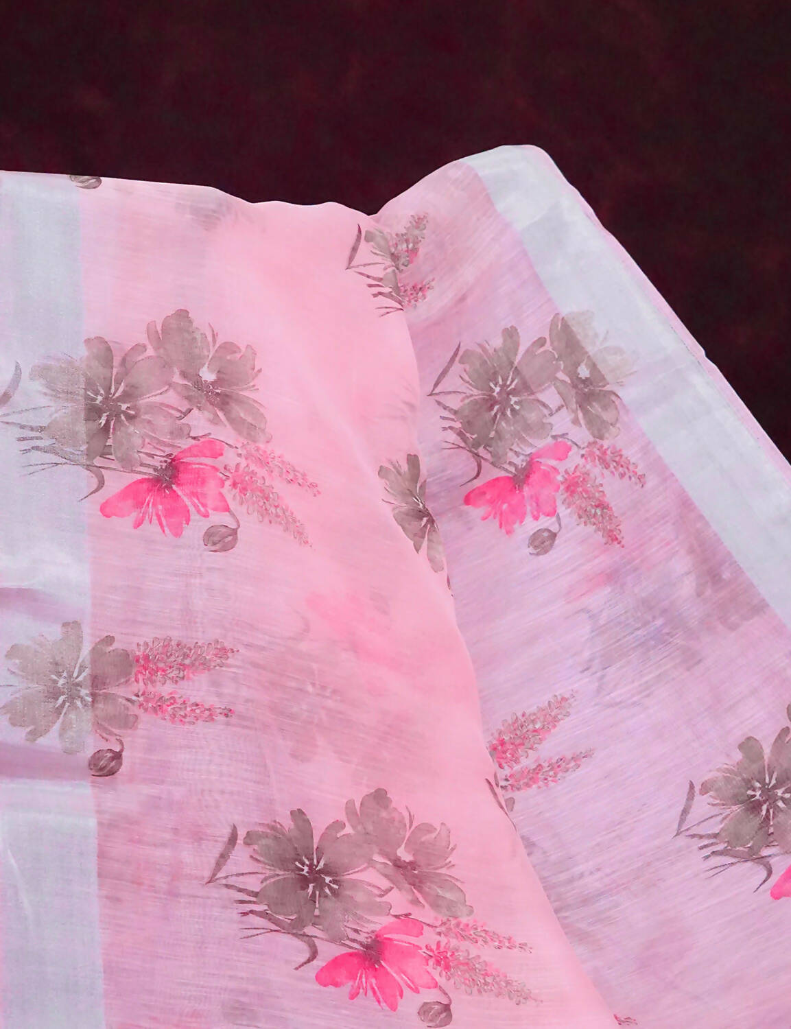 Vibrant Combination Of Baby Pink With Floral Design Semi Chanderi Saree By Gayathri Reddy Designer Studio | Swadesiicart