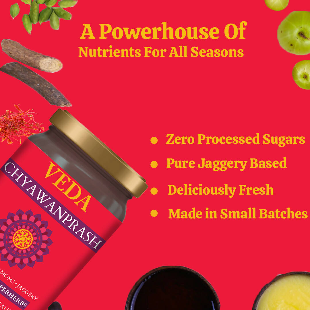 Veda Chyawanprash (Sugar Free) - All Season Jaggery Chyawanprash with Amla & Saffron, Pure & Fresh | Swadesiicart