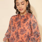Janasya Women's Peach Chiffon Lurex Floral Printed Festive Regular Co-ords - Swadesiicart