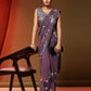 Purple Pure Georgette Sequence work Ready to wear Saree with stitched Blouse - Nirvana | Swadesiicart