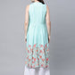 Ahalyaa Women's Sky Blue Rayon Printed Kurta Palazzo Set | Swadesiicart