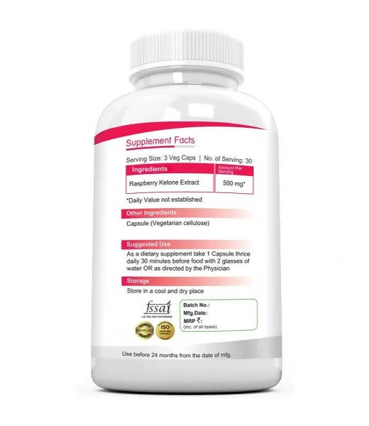 Ramini Bio Nutrition Raspberry Ketones 500mg Veg Capsules - Swadesiicart