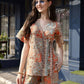 Orange Rayon Paisley Printed Top with Matching Bottom - Eesha - Swadesiicart
