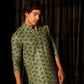 Green viscose Chikankari Embroidery Work Men's Traditional Kurta Set - Mahotsav | Swadesiicart