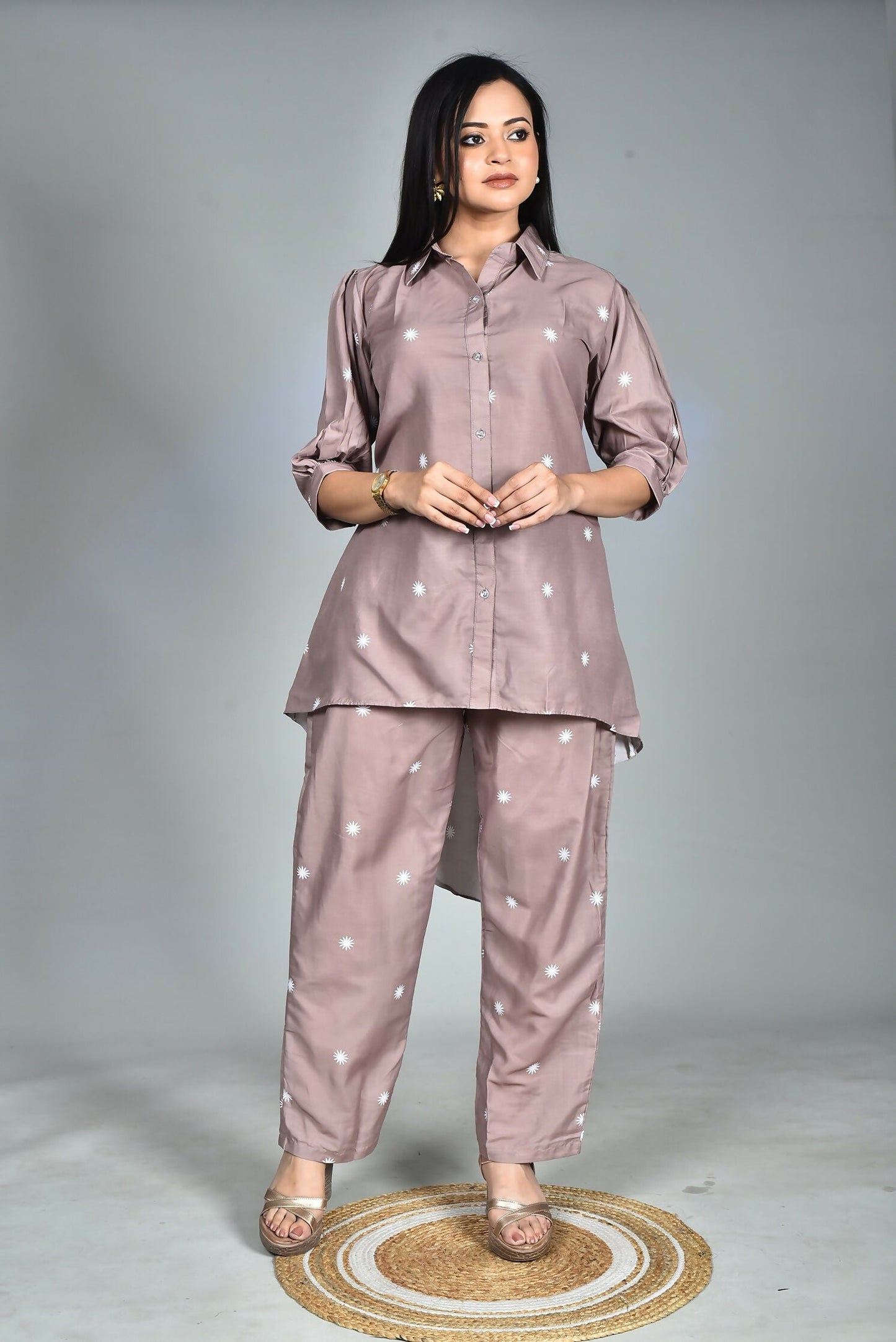 Morchari Digital Print Semi Muslin Co-Ord Set Top & Trouser-Multicolor - Swadesiicart