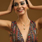 Ruby Raang Green Aventurine & Kundan Necklace with Studs | Swadesiicart