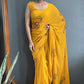 Aayaa Designer 1 min Hand Painted Ready to Wear saree - Mustard Yellow | Swadesiicart
