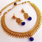 Pretty Metallic Necklace Set with Blue Drops