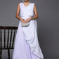Ahalyaa Blue & White Floral Print Ethnic Maxi Dress with Attached Dupatta | Swadesiicart