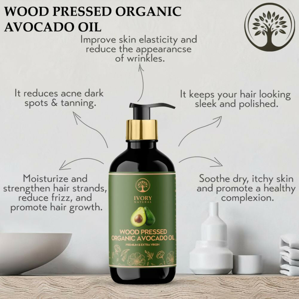 Ivory Natural Wood Pressed Organic Avocado Oil Premium & Extra Virgin | Swadesiicart