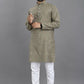 Anaita Grey Weaving Linen Cotton Straight Kurta