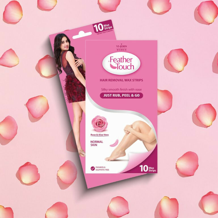 VI-JOHN Feather Touch Rose & Alevera Hair Removal Wax Strips for Normal Skin Praraben & Sulphate Free | Swadesiicart