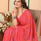 Red Georgette Designer Printed Ready To Wear Saree - Elite | Swadesiicart