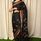 Very Much Indian Khun Saree Cotton Resham Handwoven Chrome Yellow & Black | Swadesiicart
