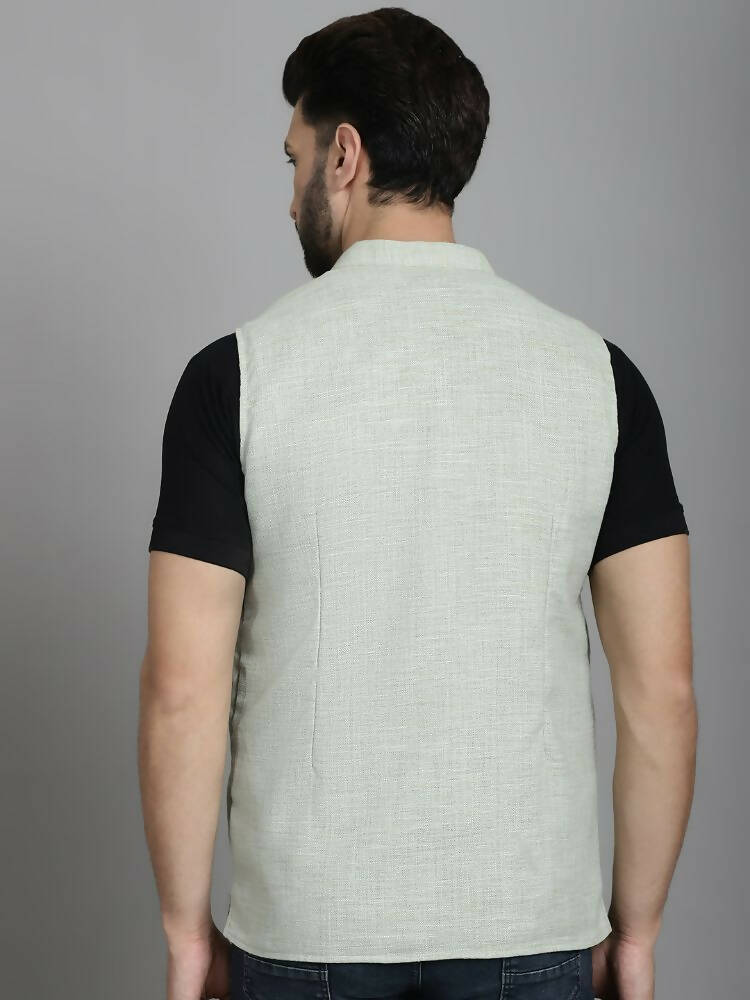 Even Apparels Nehru Jacket With Welt Pockets - Green | Swadesiicart
