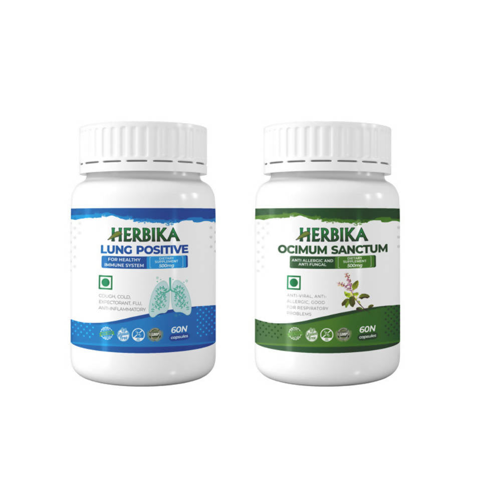 Herbika Lung Positive + Ocimum Sanctum Capsules | Swadesiicart