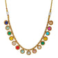 Multi Colored Stone in Gold Choker with Earrings (Multi Color) - Ruby Raang | Swadesiicart