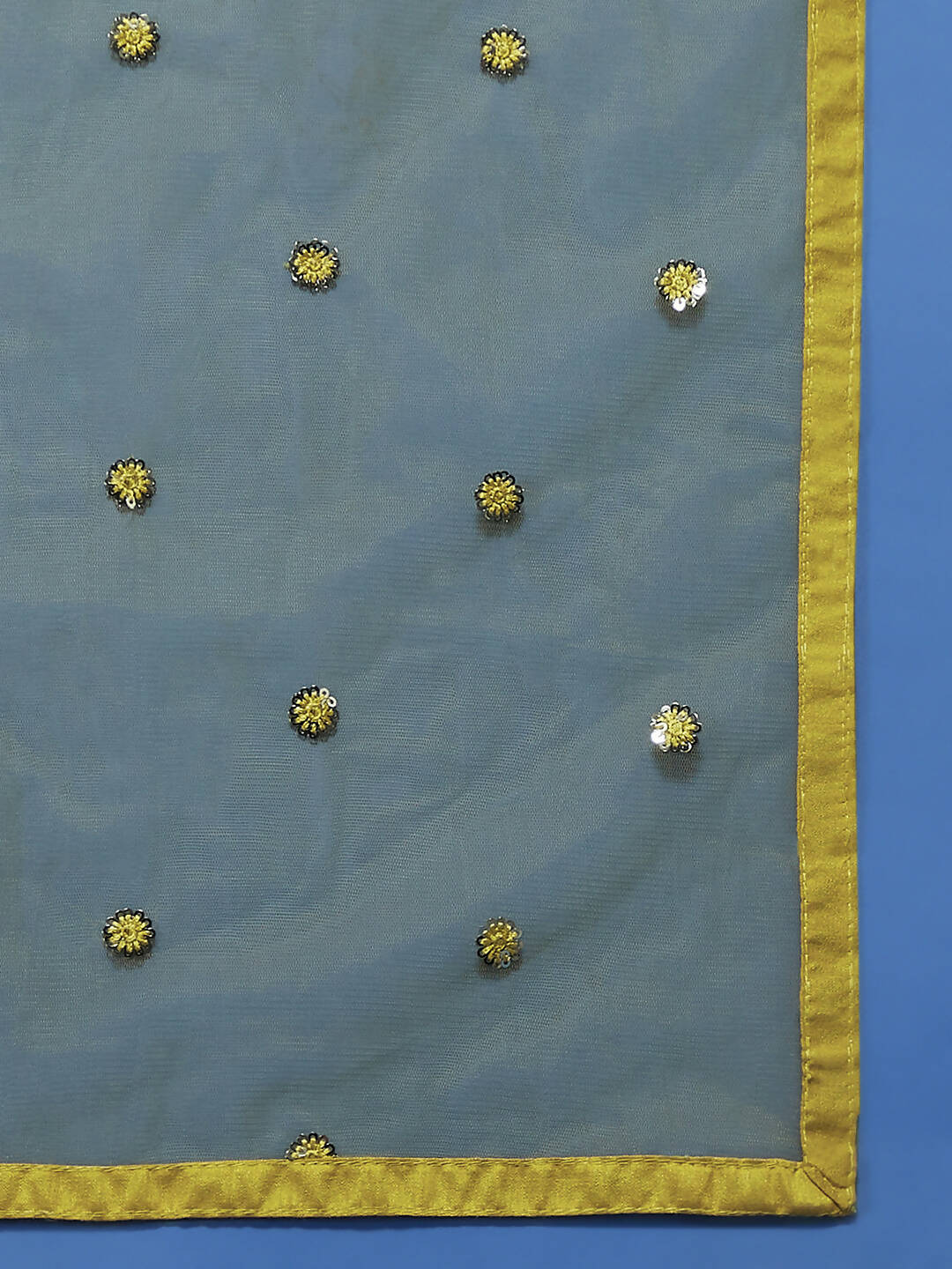 House of Panchhi Mustard Net Sequinse Work Lehenga & Blouse, Dupatta | Swadesiicart