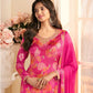 Anaita Magenta Chinon Stitched Suit with Multi Digital Print