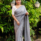 Grey Poly Georgette Woven Design Saree with Unstitched Blouse - Hiral Fashion | Swadesiicart