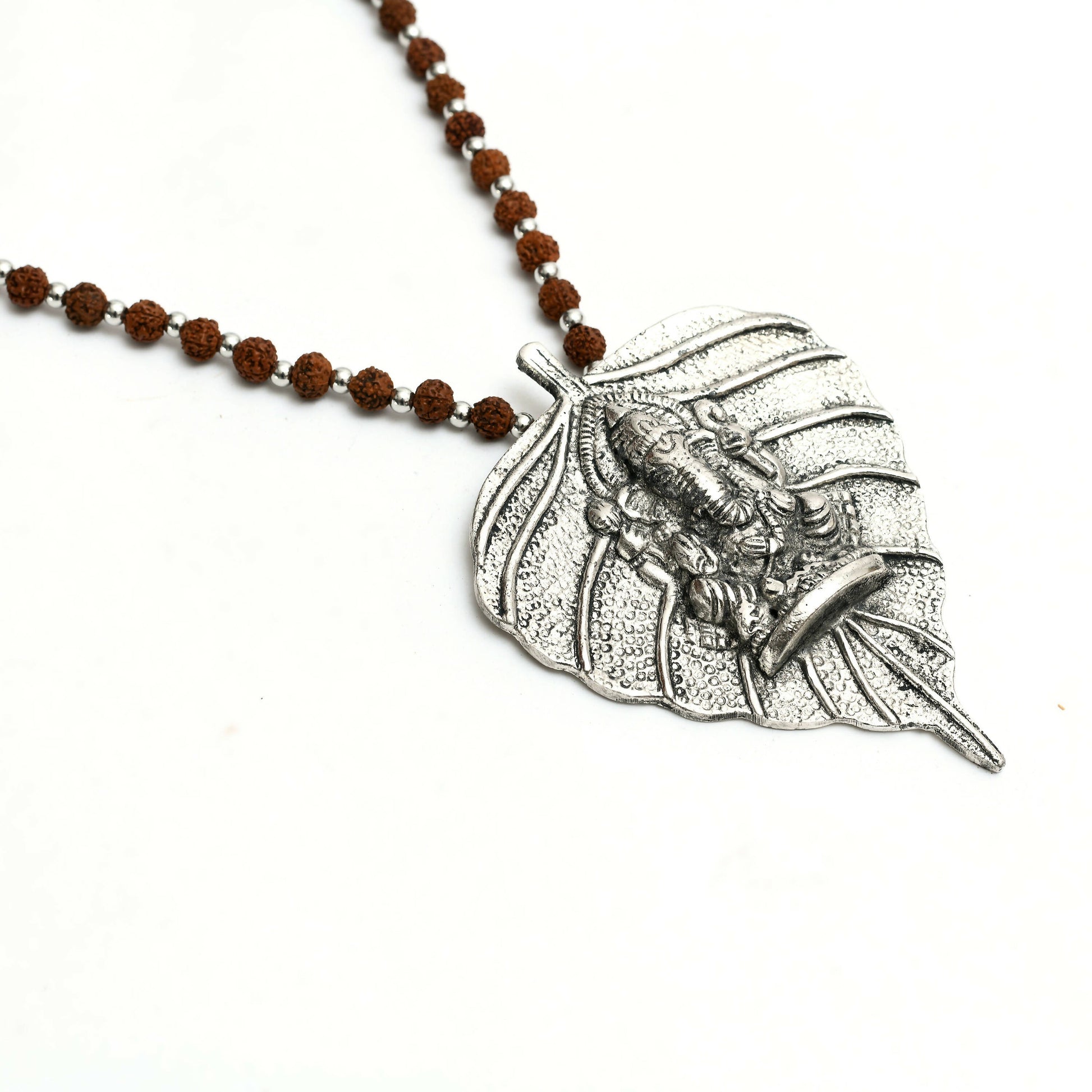 Mominos Fashion Johar Kamal Oxidised Silver-Plated Brass Finish Ganesha Long Necklace For Women | Swadesiicart