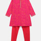 Ahalyaa Pink Crepe Orange Khari Print Kids Kurta Churidar Set For Boys | Swadesiicart