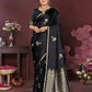 Joban Fashion Black Floral Banarasi Silk Sarees | Swadesiicart
