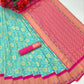 DEIANA'S Beautiful Designer Golden zari Soft Lichi Silk Saree - Sky - Swadesiicart