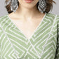 FIORRA Women's Green Cotton A-Line Kurta Set - Swadesiicart