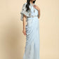 Blue Chiffon Solid Ready to wear Saree with stitched Blouse - Aayan | Swadesiicart
