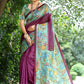 Vishnu Weaves Women's Wine Cotton Silk Woven Saree with Blouse - Swadesiicart