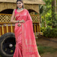 Partywear Designer Peach Banarasi Silk Fancy Saree - Starwalk | Swadesiicart