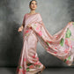 Vishnu Weaves Women's Pink Soft Tussar Silk Printed Saree with Blouse - Swadesiicart
